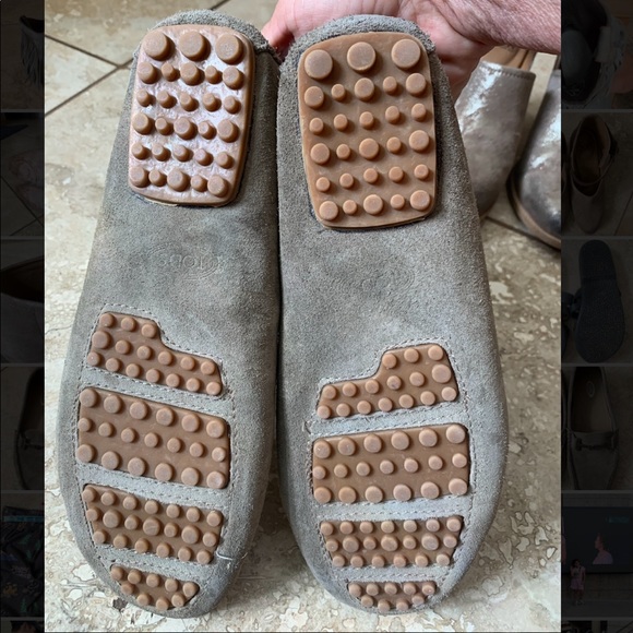 Tods suede moc style driving shoe in moss green. - Picture 2 of 7